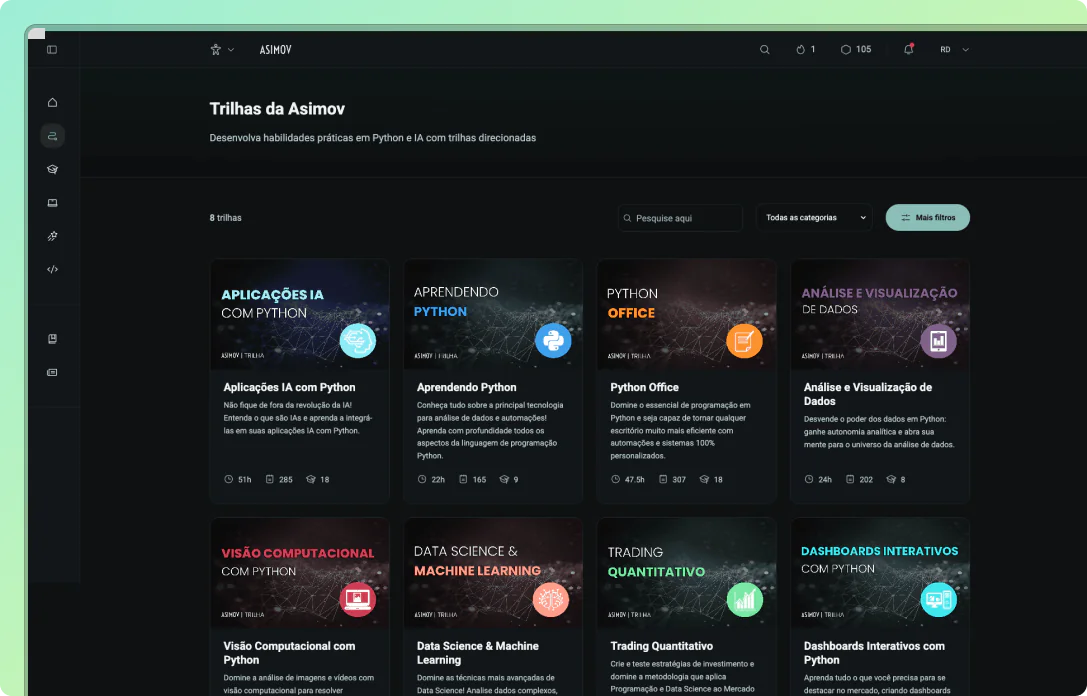 Preview da plataforma Asimov Academy
